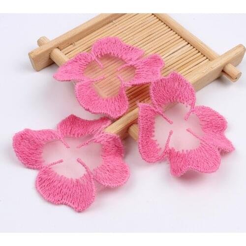 30pcs/lot 5cm Embroidered Organza Flower Appliques For Wedding party Clothes DIY Sewing patckwork Craft