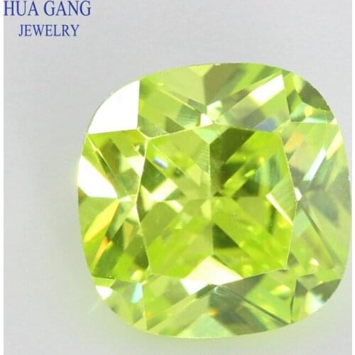 3x3~12x12mm Apple Green Cushion Cut Shape Loose CZ Stone Beads Brilliant Cut 5A Synthetic Gems Cubic Zirconia For Jewelry