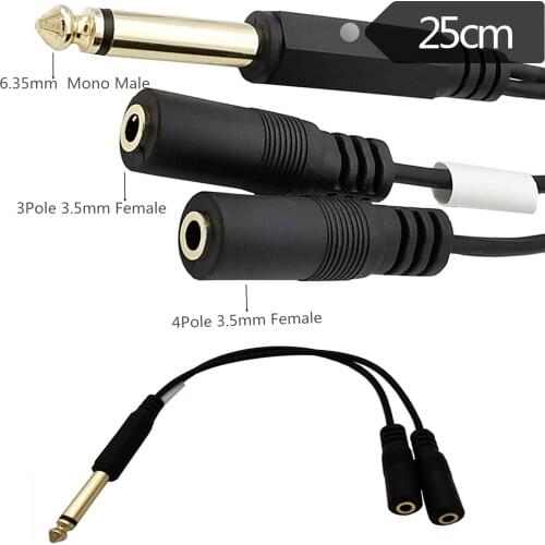 6.35mm one-to-two audio cable 6.5 Mono mono male to double 3.5 3-level female + 4-level female audio cable