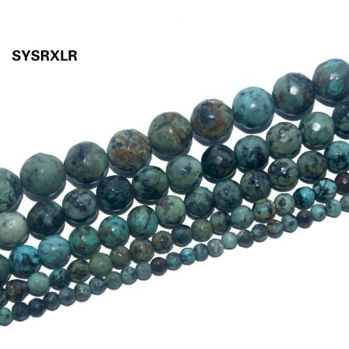 Free Shipping Faceted Natural Stone African Turquoises Beads For Jewelry Making DIY Bracelet Necklace 4/6/8/10/12 MM Strand