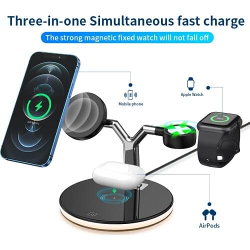 15W 3 in 1 Wireless Charger Stand Fast Charging for Apple Phone/Watch iWatch 6 5 4 for Samsung Android phone Airpods 1/2/pro