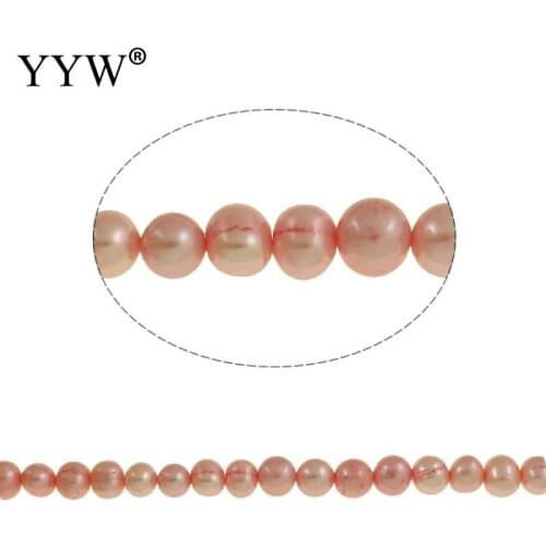 Freshwater Pearl Beads Pink 7-8mm Natural Pearl Punch Loose Beads for DIY Women Elegant Necklace Jewelry Making