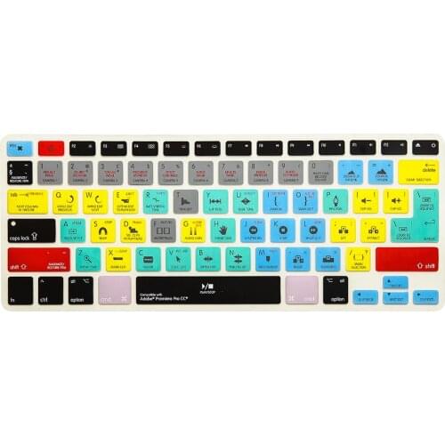 For Macbook Air 13 inch, Adobe Premiere Pro CC Functional Shortcut Silicone Keyboard Cover Skin For Macbook Pro 13, 15 US&EU