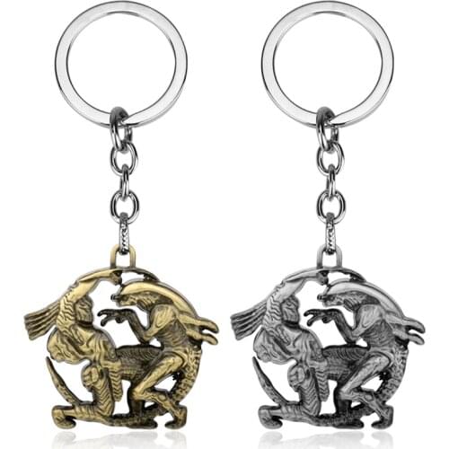 Alien Queen Pendant Vintage Lavae Prometheus Keyring Chain Double AVP Alien Predator keychain for Men Women Fans Gift Key Chain