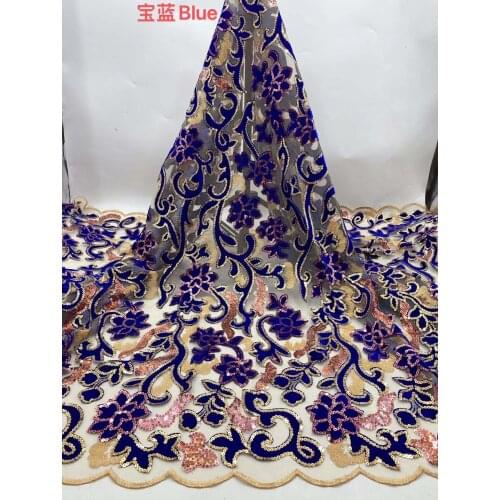 Flannel Sequins Tulle Embroidery African Lace Fabric DIY Design Party Dress Skirt Sewing French Mesh Nigeria 5 Yards Wholesale