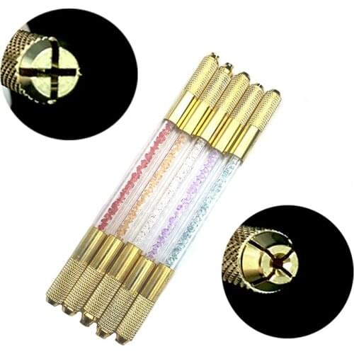 Flex Round Needle Lock-Pin Device Permanent Makeup Manual Tattoo Microblading Pen Manual Double Crystal Acrylic Tattoo Pen