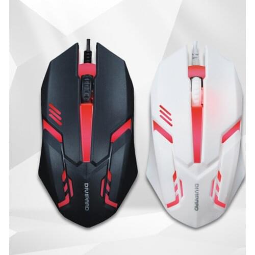 Gaming backlit mouse, 1200DPI optical mouse, symmetrical design, ergonomic shape, for desktop notebook computers, black, white