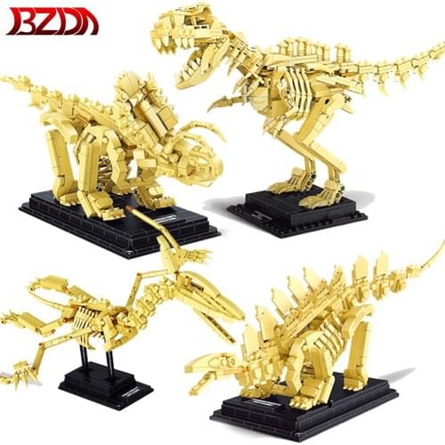 Jurassic Worldiy Dinosaur Skeleton Series Tyrannosaurus rex Skeleton Model Building Blocks indominus Rex Mini Bricks Kids Toys