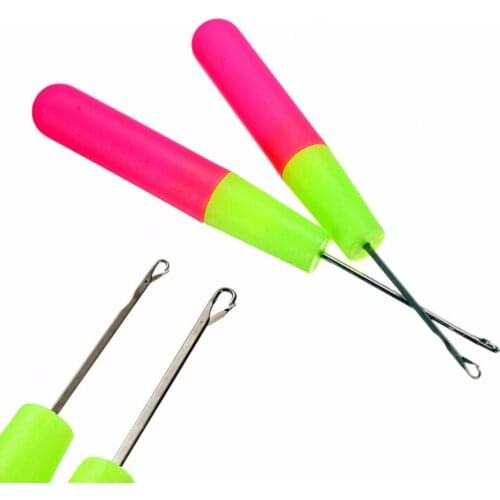2 Pcs Useful Crochet Hook Plastic Handle Mixed Metallic Interlocking Lock Hair Micro Braid Stitches Knitting Craft Needles Tools