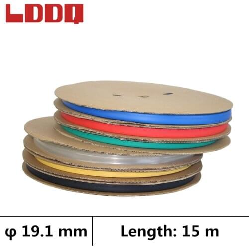 LDDQ 15m Heat shrink tube 3:1 Adhesive with glue Dia 19.1mm Wire wrap Cable sleeve Seven color Shrinkable tubing termorretractil