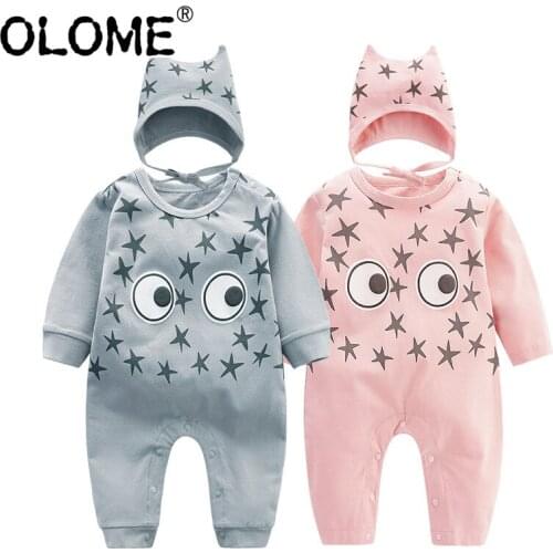 OLOME Summer Newborn Baby Clothing 2PCS Infant Baby Romper Suit Hooded 0-3 Months Toddler Onesie Clothes for New Born Girls