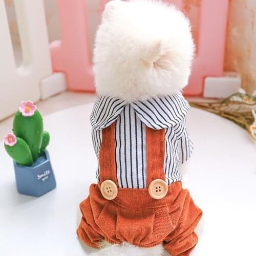 Cute Dog Clothes Striped Dog Jumpsuit Teddy Schnauzer Overalls Pomeranian Clothing Puppy Dog Costume Dogs Pets Outfit