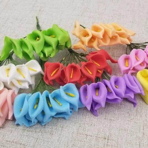Mini Foam Calla Handmake Artificial Flower Bouquet Wedding Decoration DIY Wreath Gift for Wedding box Decoration 12pcs/lot