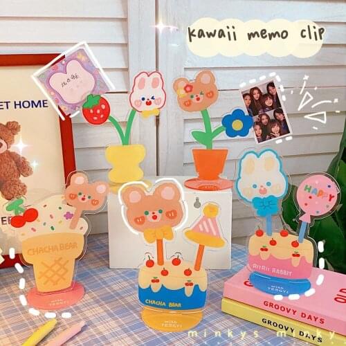 MINKYS New Arrival Kawaii Acrylic Memo Clip Decorative Photo Clip Card Clip Gift School Office Stationery