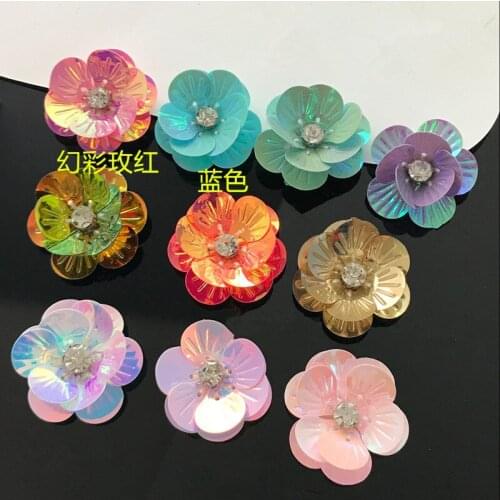 Handmade beaded 3D flower patch cloth paste multicolor decorative applique diy accessories clothes bag cap shoes flower patch