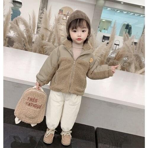Oso feliz Boys and girls warm jacket 2020 new autumn winter clothes Korean children boys short plus velvet coat girls clothing