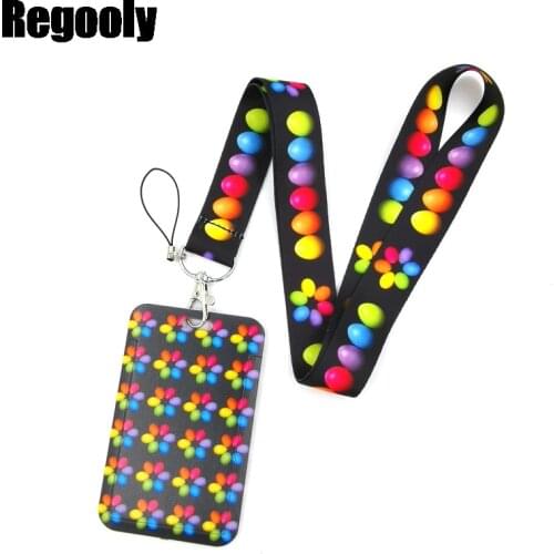 Easter Colorful Eggs Lanyard Credit Card ID Holder Bag Student Women Travel Card Cover Badge Car Keychain Decorations