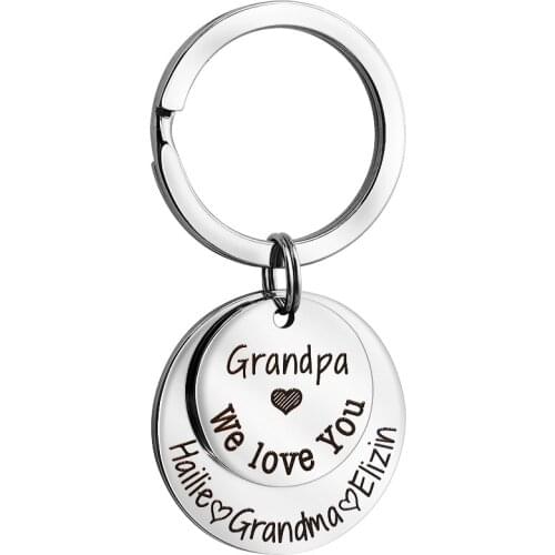 Personalized Keychain Gift We Love You Grandpa Custom Family names Keychain Stainless steel keychains