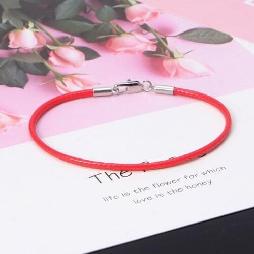 N7MF Braided Leather Bracelet Wristband With Lobster Clasp Charm Beads DIY Jewelry