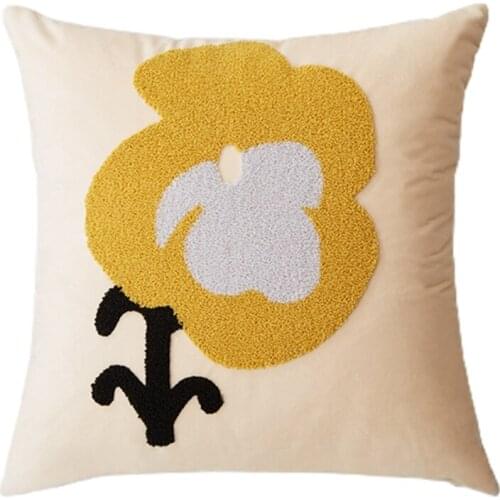 Woven Tufted Throw Pillow Case Boho Cute Multicolor Cartoon Flower Cat Fruit Pattern Decorative Square Cushion Cover