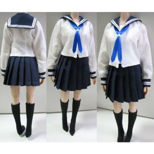 Full Set Clothing 1/6 Female Students School Uniforms and Stockings Without Figure and Body for 12 Inches Bodies Figures