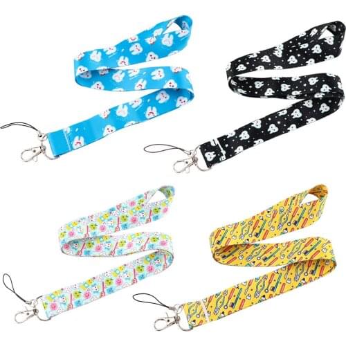CB848 Tooth Care Lanyard Neck Strap for Key ID Card Cell Phone Straps for USB Badge Holder DIY Hanging Rope Strap Dentist Gift