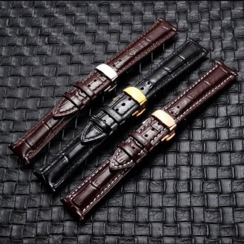Genuine Leather Watch Band Top Calf Grain Leather Watch Strap Stainless Metal Deployment Clasp 14mm 18mm 20mm 22mm for Men Women