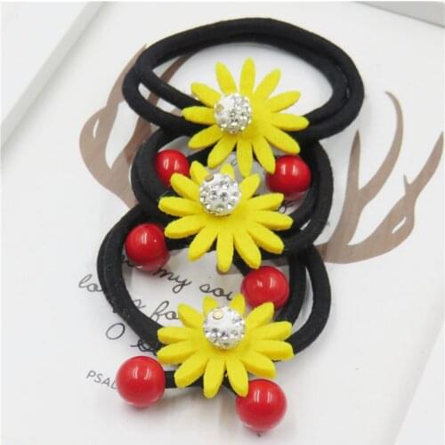 10PCS/LOT Novelty Sunflower Elastic Hair Bands Toys For Girl Handmade Bow Headband Scrunchy Kids Hair Accessories For Women 2018