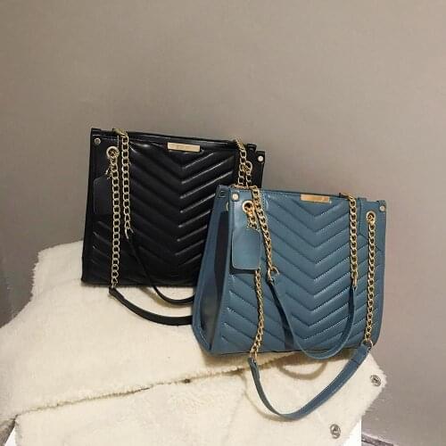 Retro PU Leather Large Capacity Shoulder Messenger Bags For Women Casual Solid Color Fashion Chain Female Crossbody Handbags