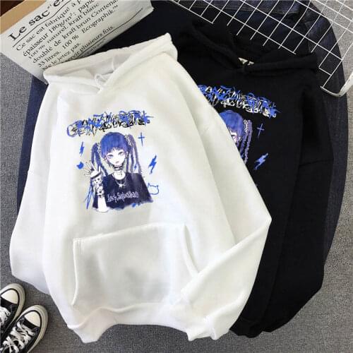 Summer Goth Female Sweatshirt Aesthetic Loose Women sweatshirt Women hoodie Cute Hip hop Sleeve kawaii anime graphic clothes