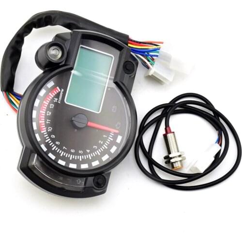 Motorcycle Universal Speed Sensor Gauge Odometer Tachometer LED Screen DC and Speedometer 12V Meter Gauge 199km/h Digit 15000rpm