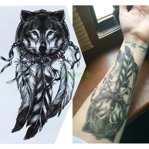 Waterproof Temporary Tattoo Sticker large size dreamcatcher wolves wolf tatto stickers flash tatoo fake tattoos for men women 7