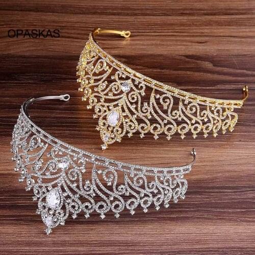 Luxiours Crystal Tiara Zircon Crown For Wedding Hair Accessories Princess Queen Wedding Crown Rhinestones Bridal Jewelry VL