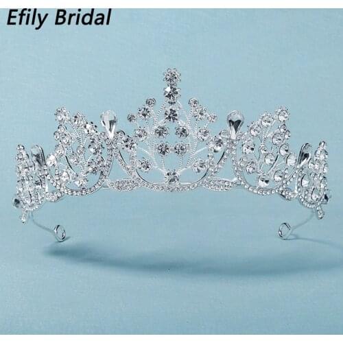 Efily Bridal Wedding Rhinestone Tiaras and Crowns for Women Hair Accessories Crystal Hair Jewelry Bridesmaid Headpiece Gift