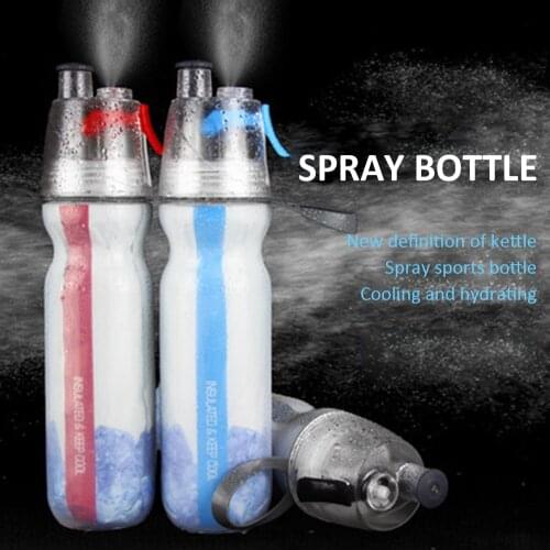 Bicycle sports bottle PE double plastic water cup cold function sports spray bottle new