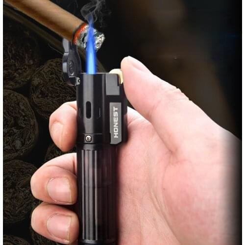 Windproof Lighter Inflatable Creative Personality Straight Into The Blue Flame Grinding Wheel Cigar Lighter Smoke Accesoires