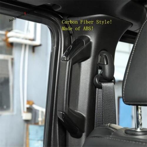 Yimaautotrims Roof Handle Catch Decoration Strip Cover Trim Fit For Jeep Wrangler JL 2 / 4 Door 2018 - 2020 Carbon Fiber Look