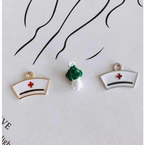 DIY alloy jewelry accessories wholesale cute bear Chinese cabbage nurse hat small pendant earrings basic accessories