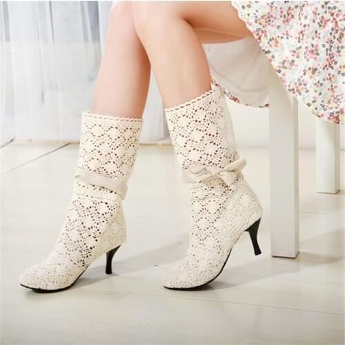 Crochet summer boots boots 2020 new shoes lace hollow crochet boots XL hollow fashion womens boots 34-43