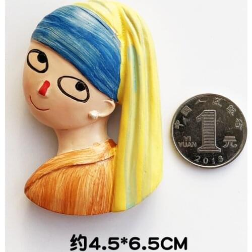 Famous Painting Refrigerator Magnetic Stickers Painting Character Earrings Decoration Fridge Magnets Home Decoration Collection