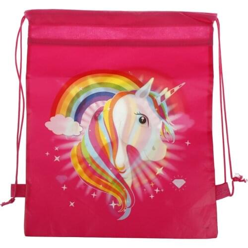 1PCS 35*28cm String Bags Cartoon Unicorn Theme Drawstring Bags Kids Back Bags Gift Bag Supplies