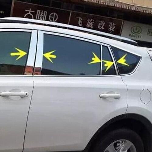 For Toyota RAV4 2013 2014 2015 2016 2017 2018 10pcs Stainless Steel Car Window Center Pillars Post Covers Trim Chromium Styling