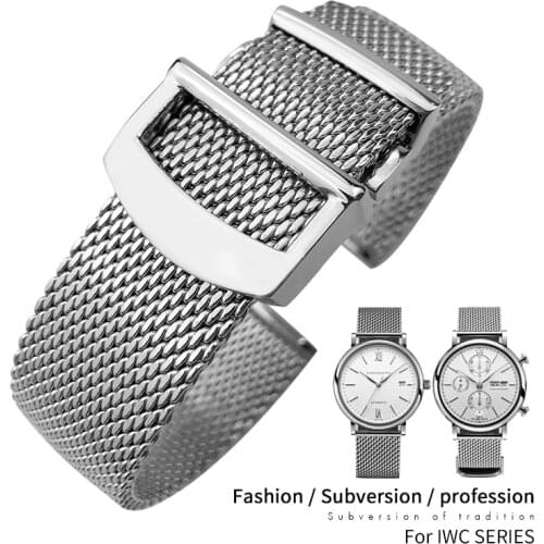 20mm 22mm High Quality Stainless Steel Watchband Replacement for IWC Pilot Mark18 Watch Strap Silver Rose Gold Portfino Bracelet