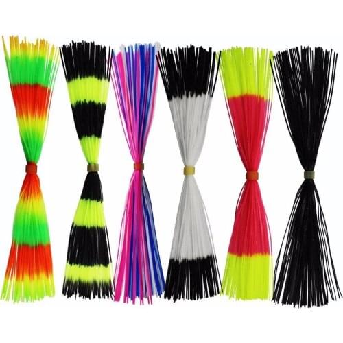 6Bundles Fishing Jig Lures Silicone Skirts DIY Spinnerbaits Buzzbaits Spoon Blade Squid Skirt Replacement Part Fly Tying