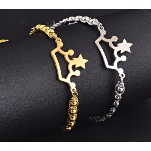 Bohemia Stainless Steel Crown Cross tassels bangle knitted tassel beaded adjustable stretch bracelet wholesale&dropship Jewelry