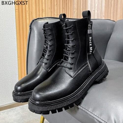 Black Ankle Boots for Men Male Designer Men Shoes Leather Fashion Man Casual Shoes Martin Boots for Men 2021 Motorcycle Boots