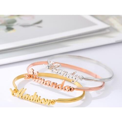Personalized Name Bracelet Bridesmaid Gift Custom Bracelet Cuff Couple Friends Bracelet for Women Jewelry Chrismas Gift