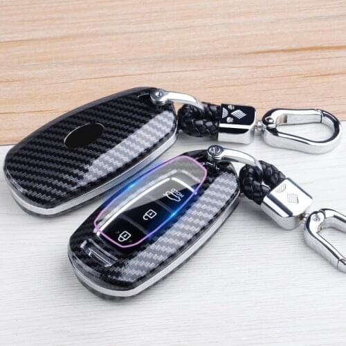 Carbon Fibre ABS Car Key Bag Case for Hyundai Fista Lafesta I30 Ix35 KONA Encino Solaris Azera Palisade 2017 2018 Accessories