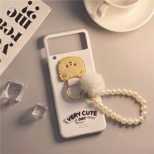 For Samsung Zflip3 White Big-headed Bear Case for Samsung ZFLIP3 Galaxy Gift Case for Women Birthday Present for Z Flip 3 Cover