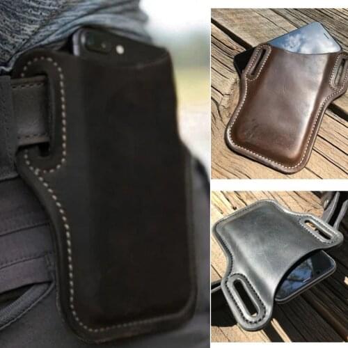 Lusili Cellphone Waist Bag Genuine Leather Loop Holster Case Belt Props Leather Purse Phone Wallet Mobile Phone